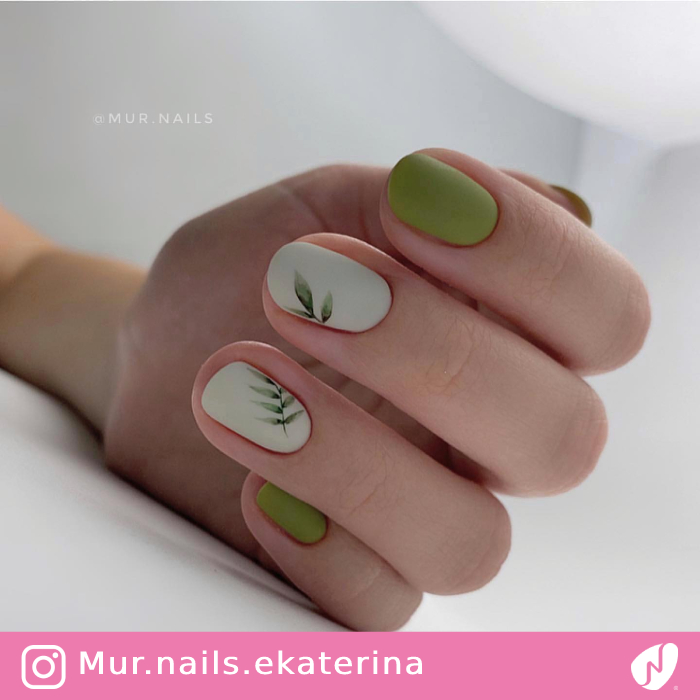 Matcha Green Leaf Nails